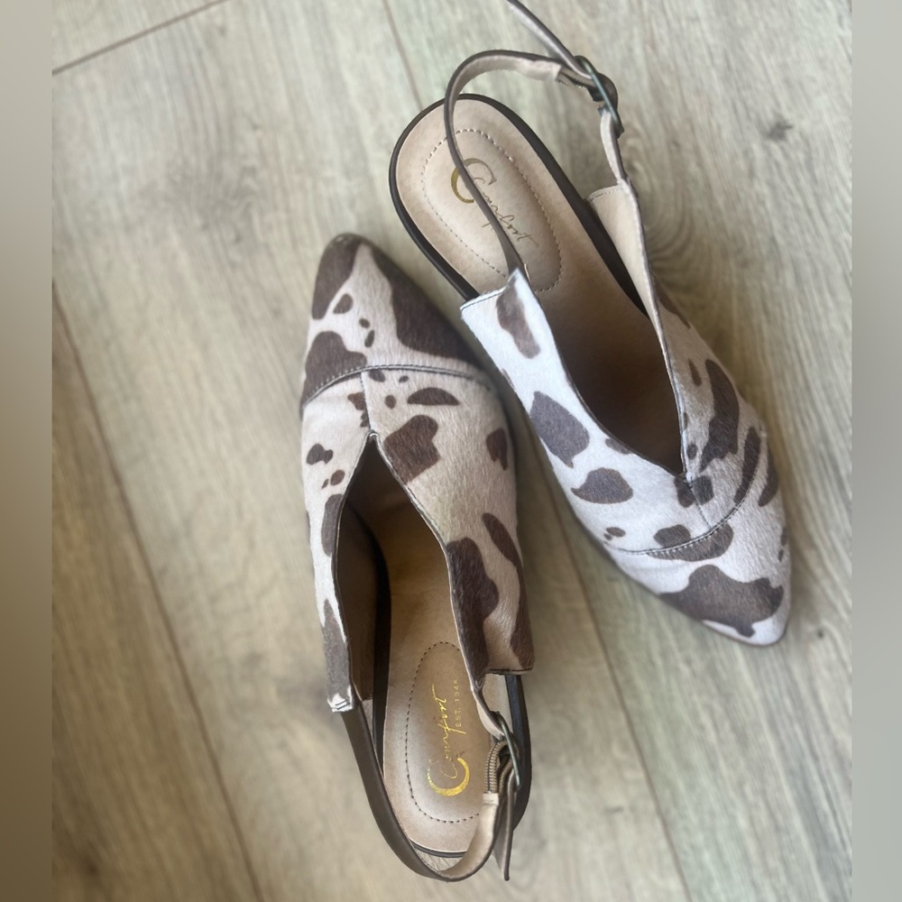Cow Print Slingback Mules size 8 Western Cowgirl Rodeo Festival - Picture 4 of 4